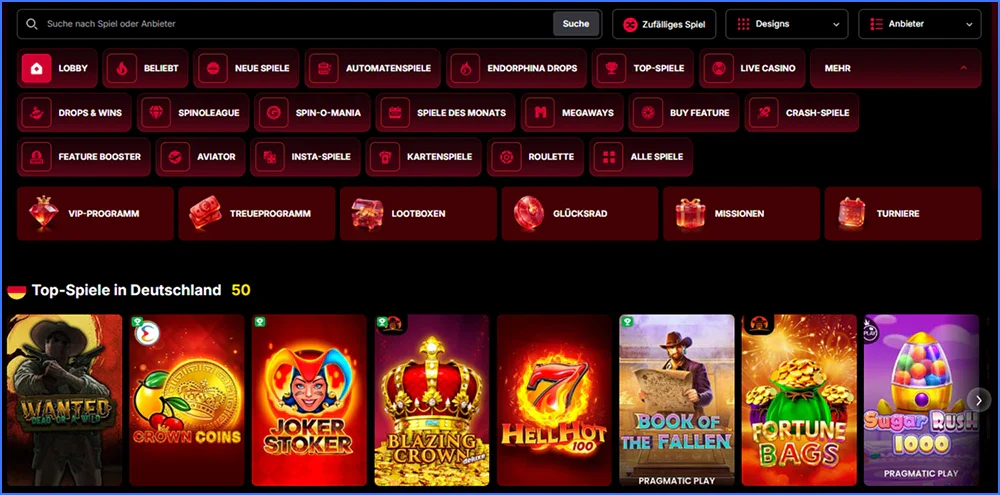 Spielkategorien im vulkanspiel Casino